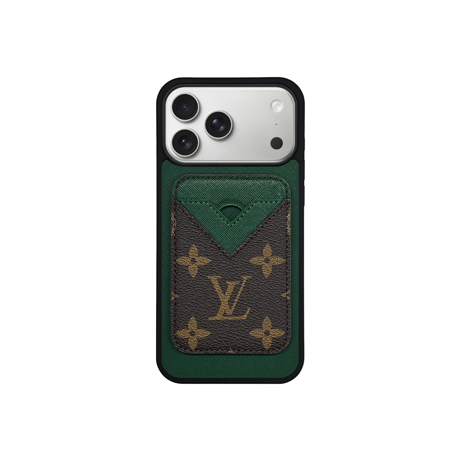 MAGSAFE CARDHOLDER L GREEN AND BROWN MONOGRAM