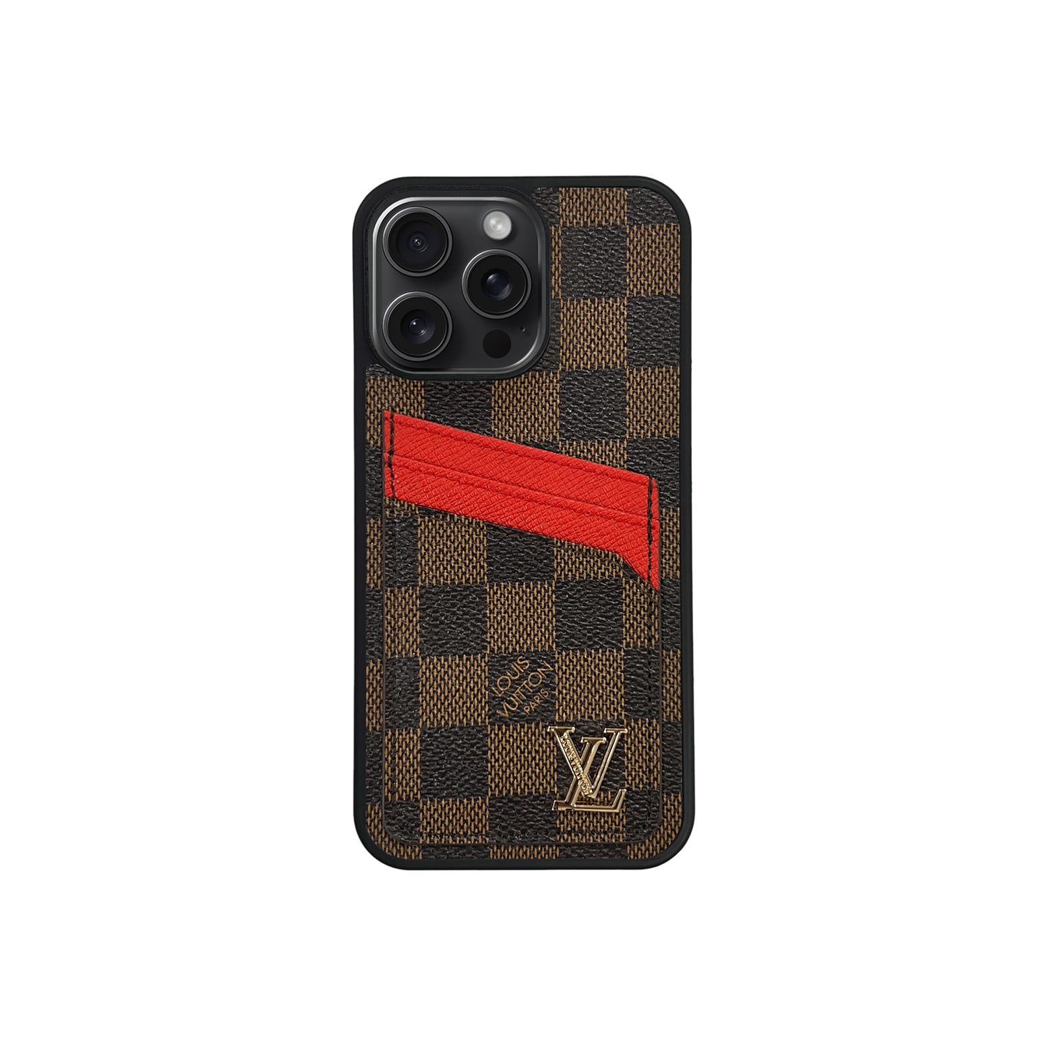 L CHESSBOARD BROWN CARDHOLDER RED LINE