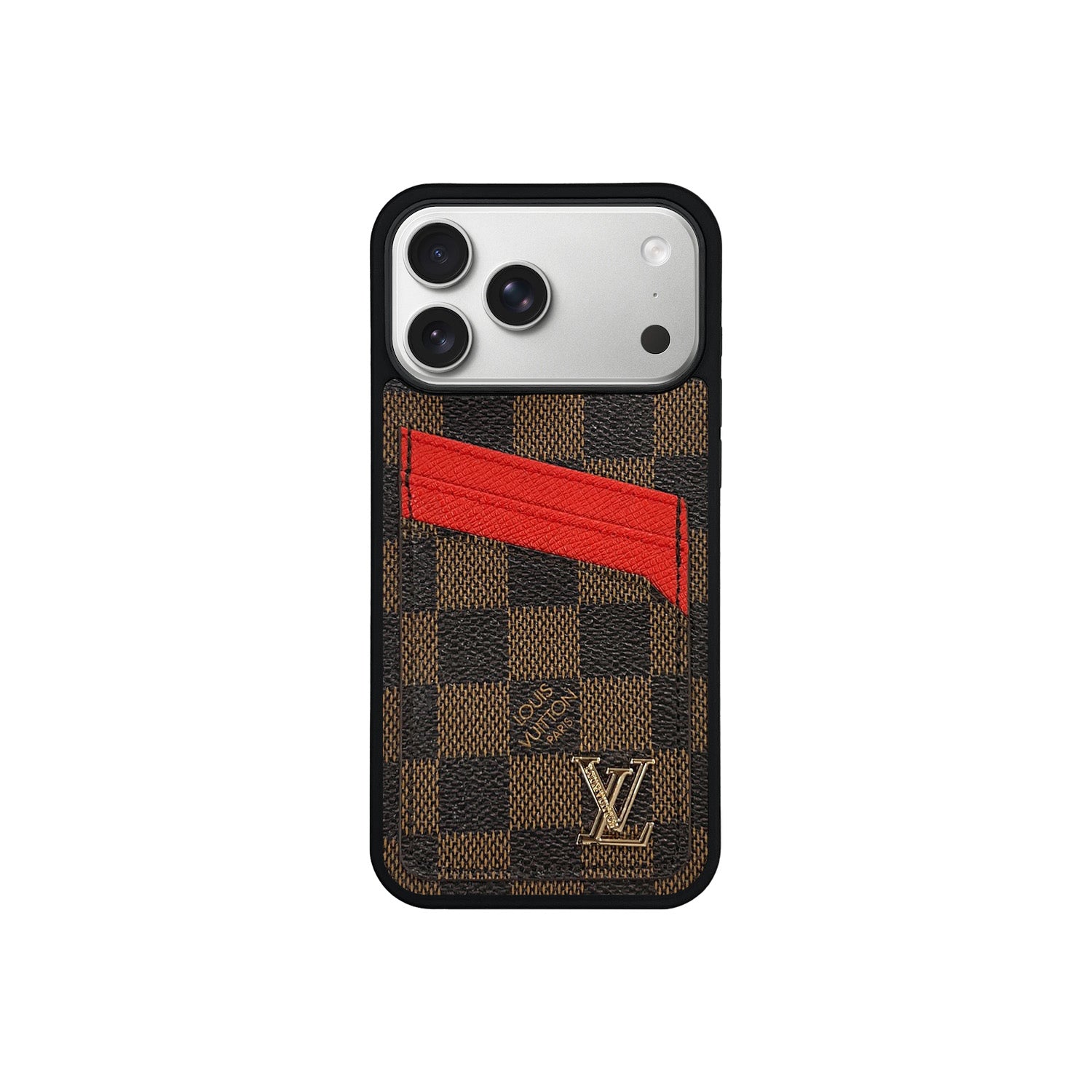 L CHESSBOARD BROWN CARDHOLDER RED LINE