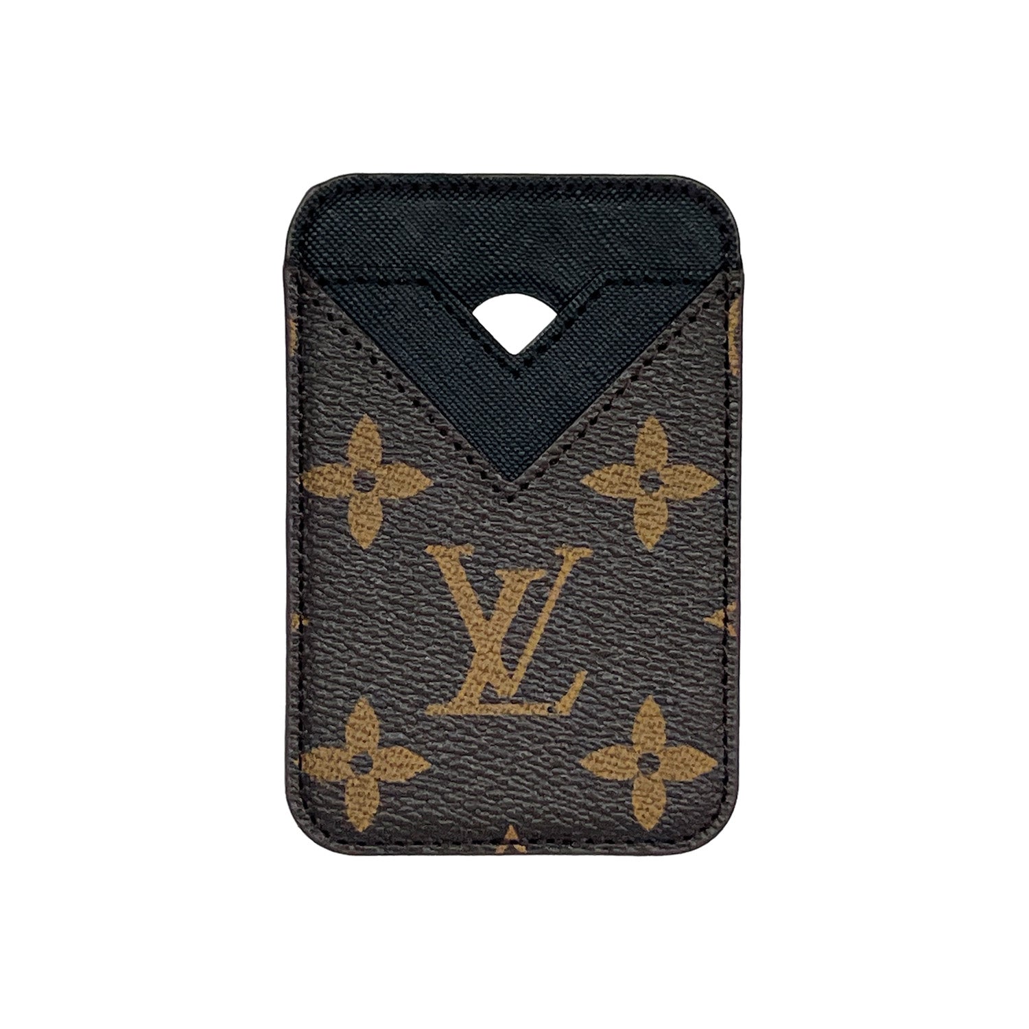 L BROWN/BLACK MONOGRAM MAGSAFE CARDHOLDER