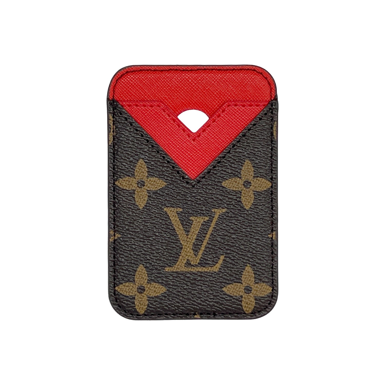 L BROWN/RED MONOGRAM MAGSAFE CARDHOLDER