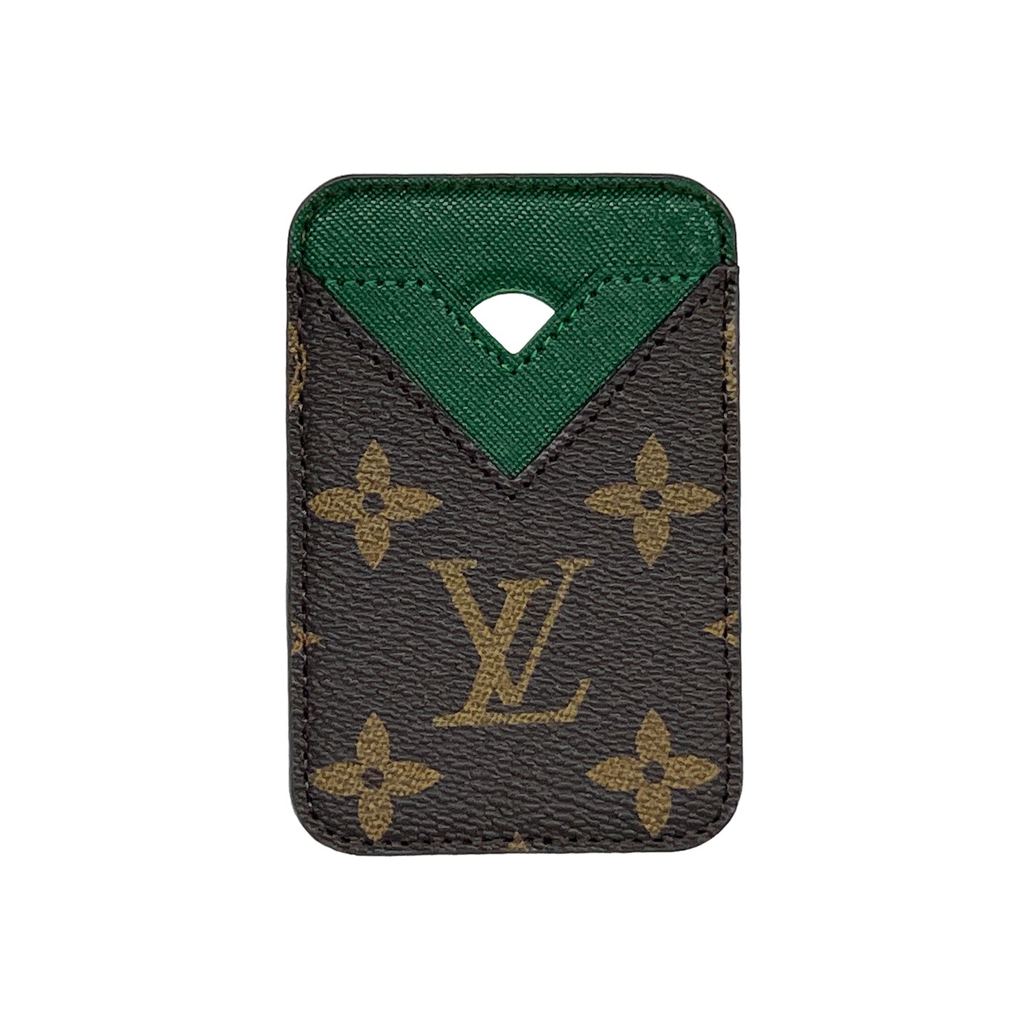 L BROWN/GREEN MONOGRAM MAGSAFE CARDHOLDER