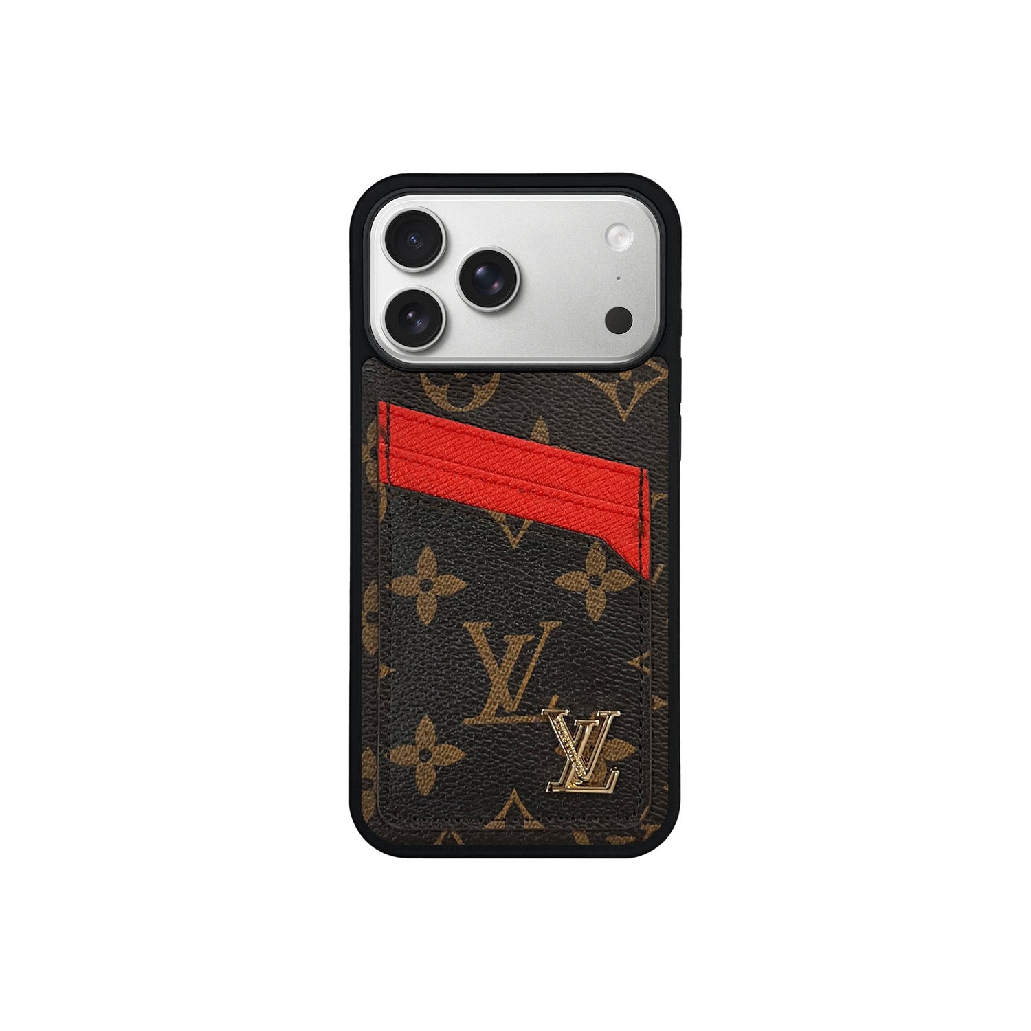 L LOGO BROWN CARDHOLDER RED LINE