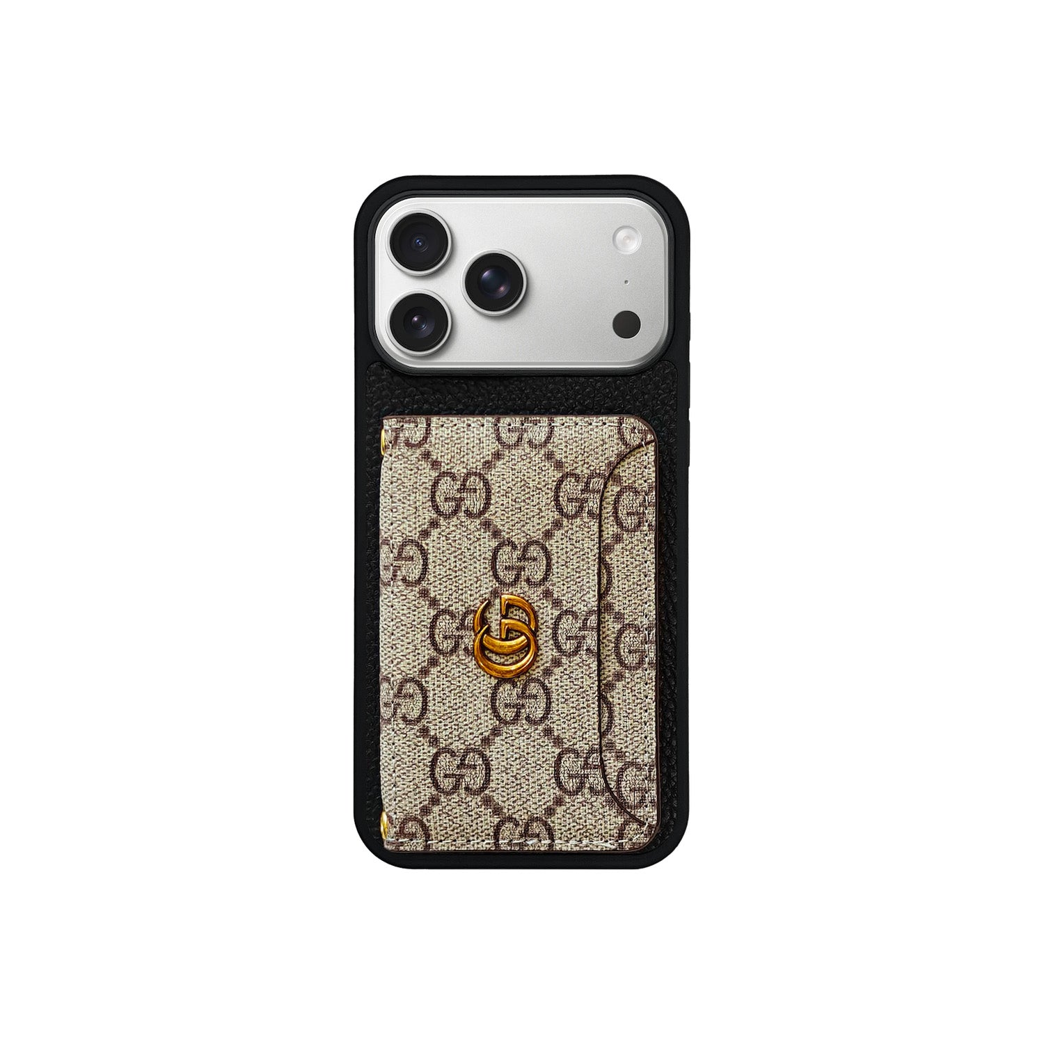 BLACK AND BROWN G MONOGRAM CARDHOLDER FULLY COVERED