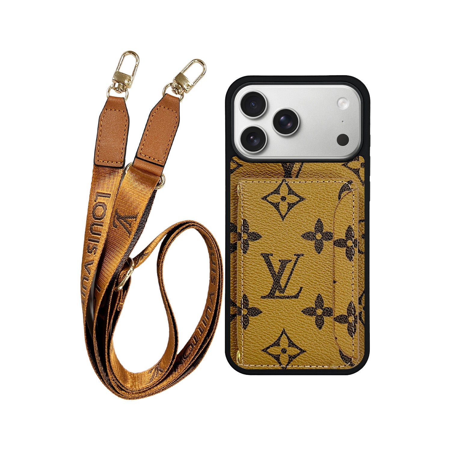 L CLASSIC CARDHOLDER & LANYARD LIGHT BRWN
