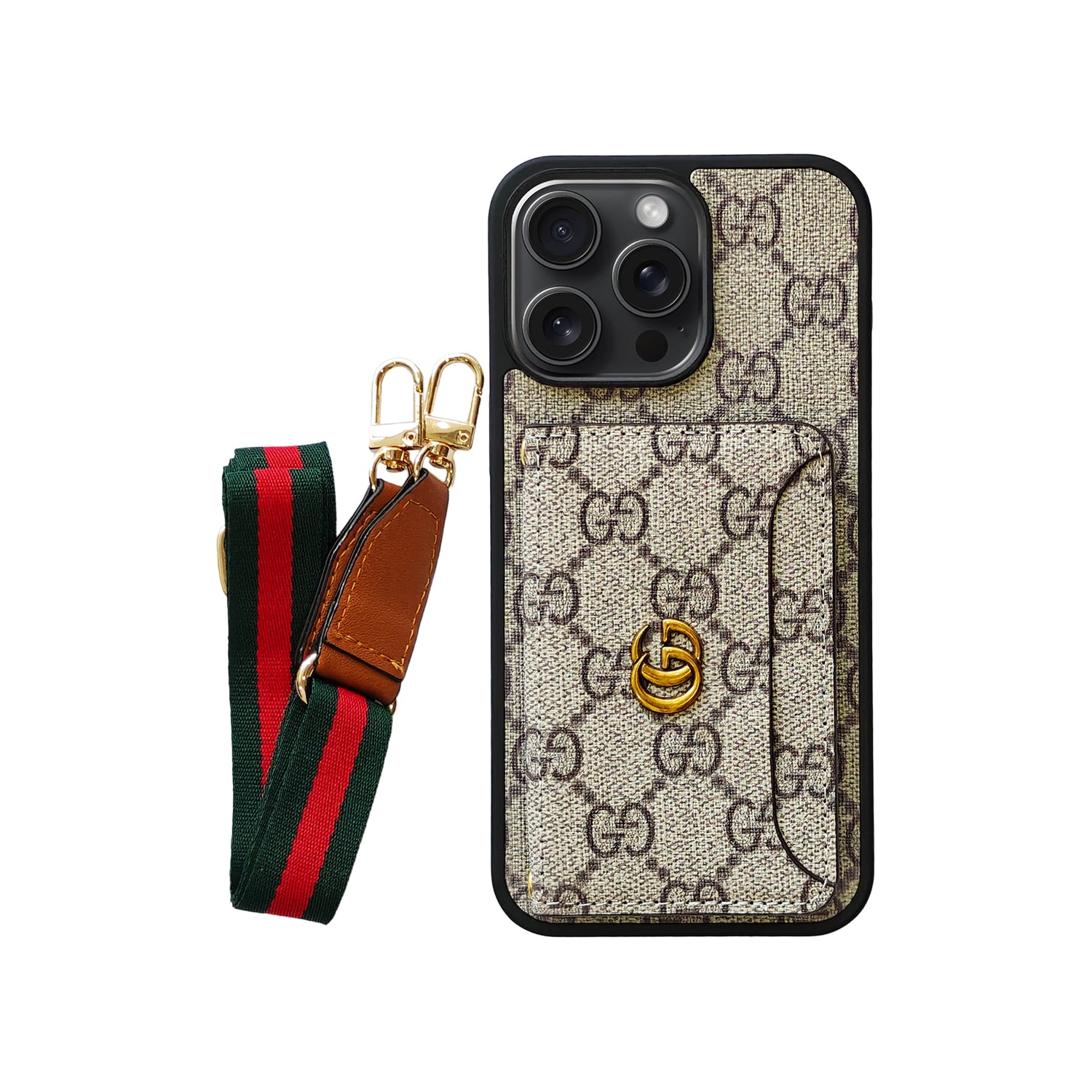 GG CARDHOLDER & LANYARD BRWN