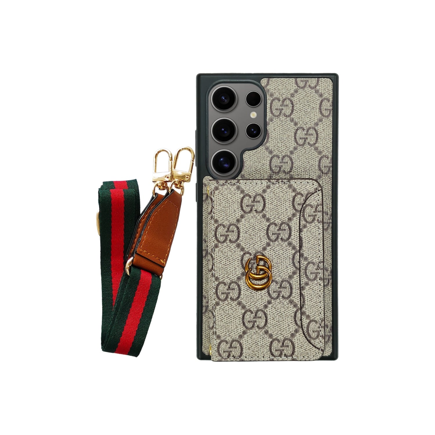 GG CARDHOLDER & LANYARD BRWN