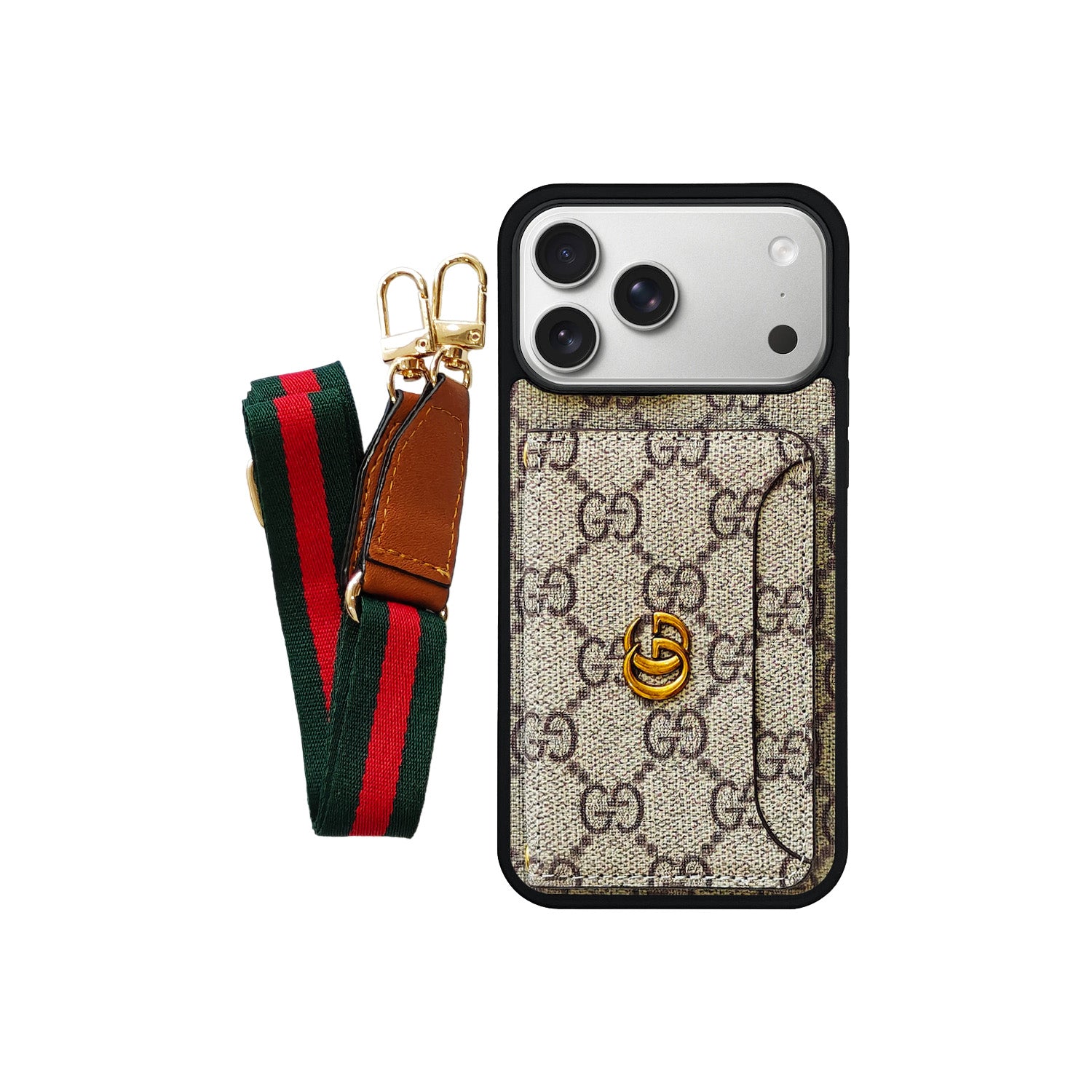 GG CARDHOLDER & LANYARD BRWN