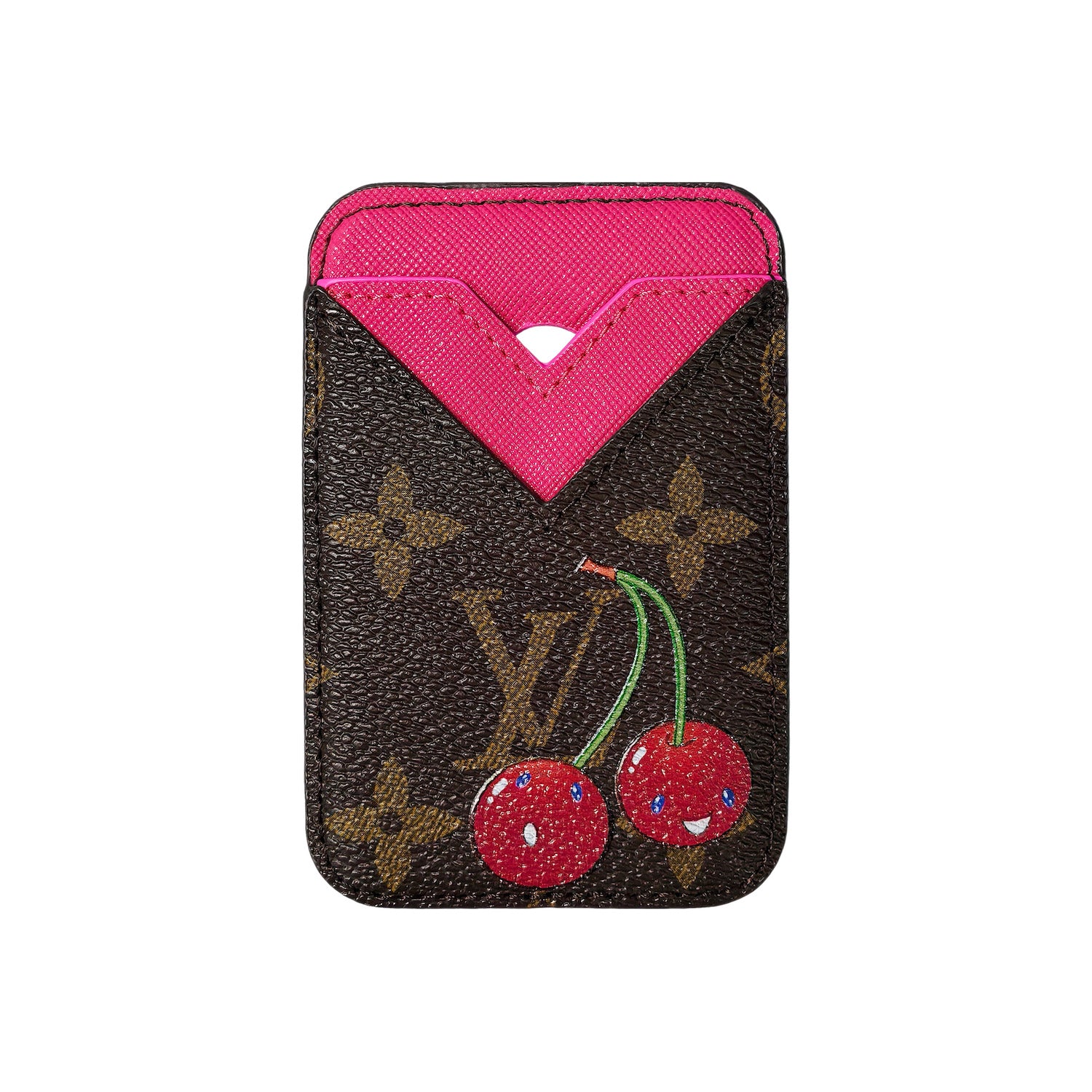 MONOGRAM CHERRY PINK MAGSAFE CARDHOLDER