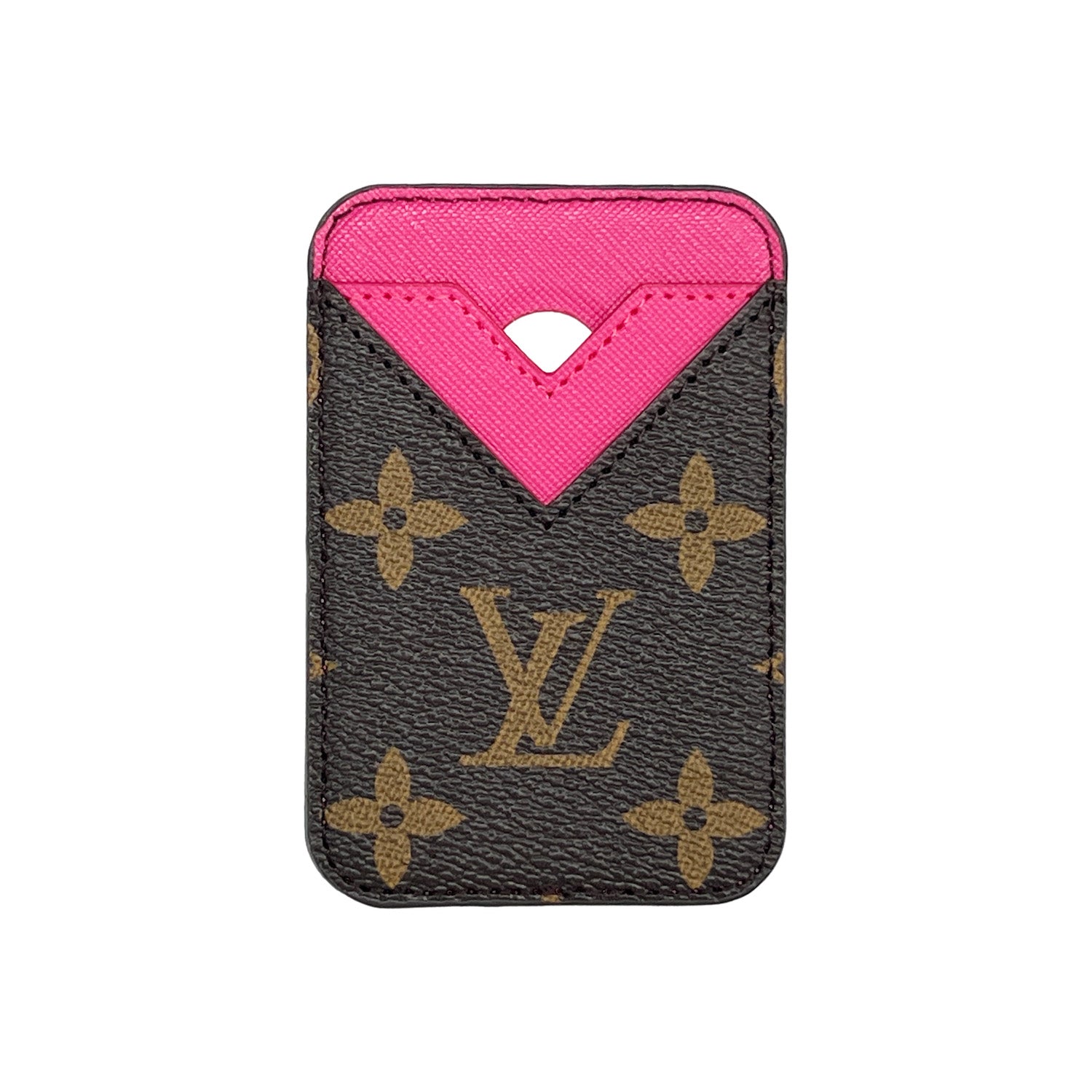 L BROWN/PINK MONOGRAM MAGSAFE CARDHOLDER
