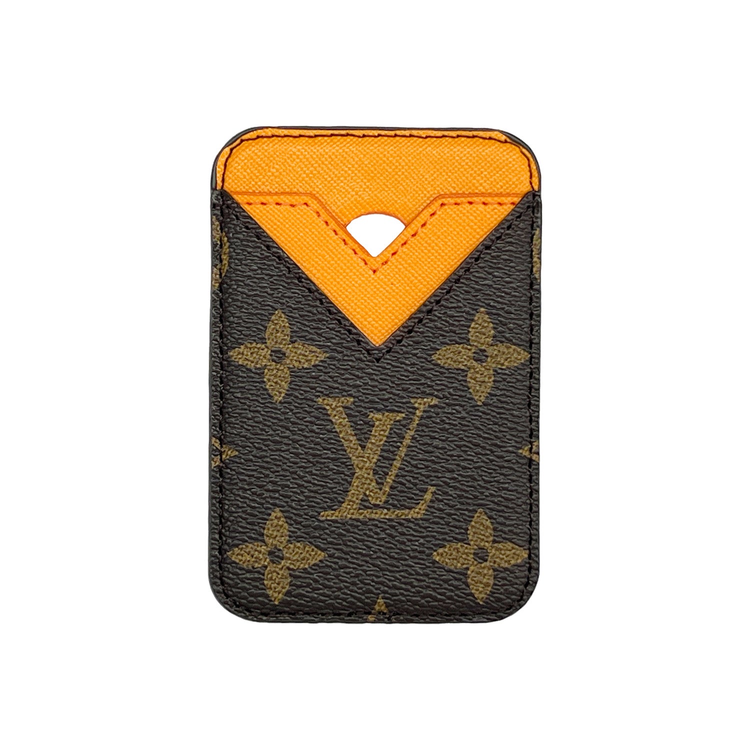 L BROWN/ORANGE MONOGRAM MAGSAFE CARDHOLDER